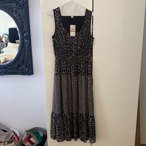 Black and Grey animal print midi sundress new with tags (never worn)